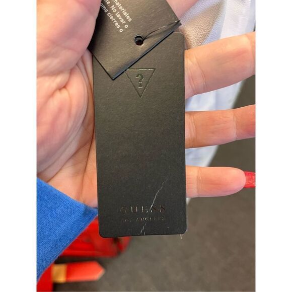 Guess White Faux Leather Delicate Pieced Zip Up Jacket sz XL NWT - Picture 8 of 10